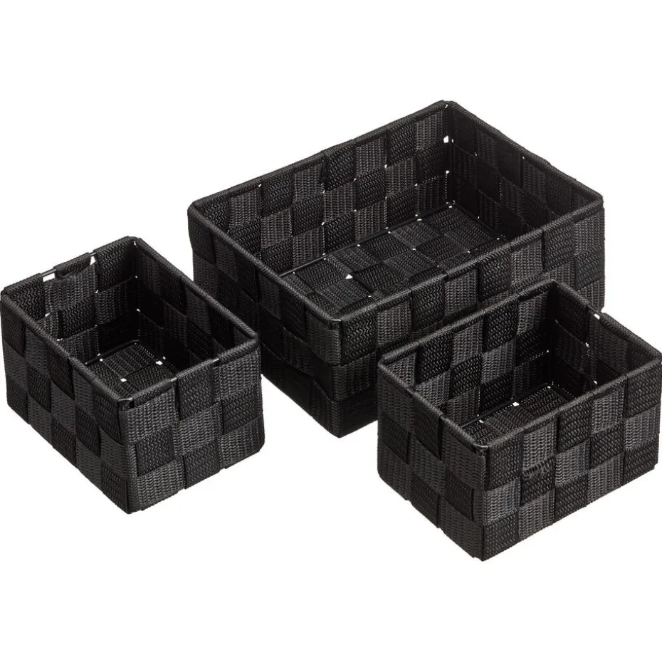 Opbergmanden Ligo Zwart - 3 Stuks