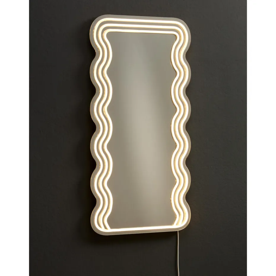 Spiegel Met Verlichting - Wave - Neon - Warm Wit - 70x35 Cm